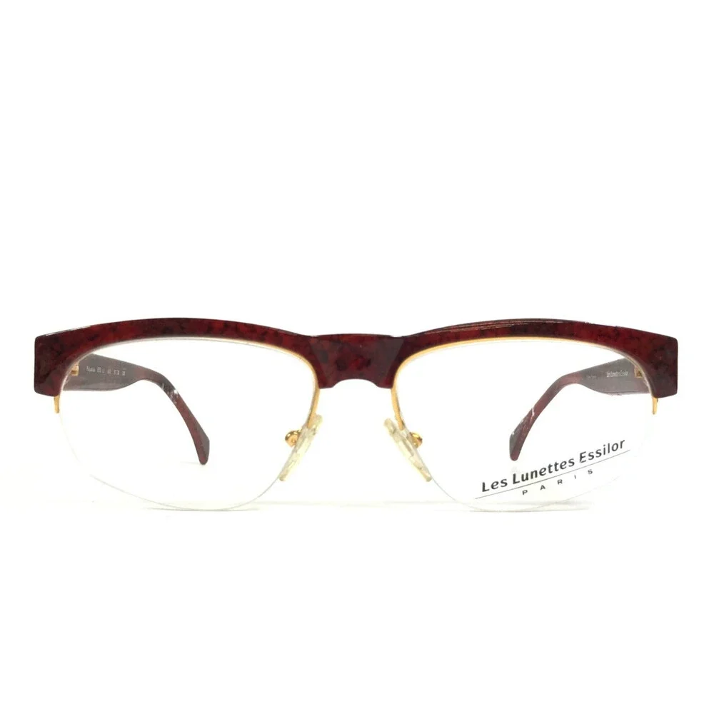 Vintage Les Lunettes Essilor Eyeglasses Frames 089 62 003 Red Half Rim 57-16-130
